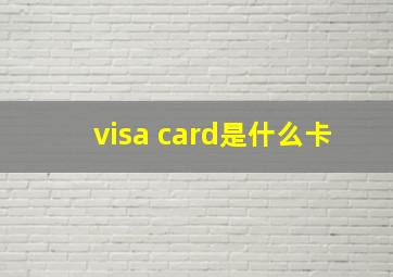 visa card是什么卡